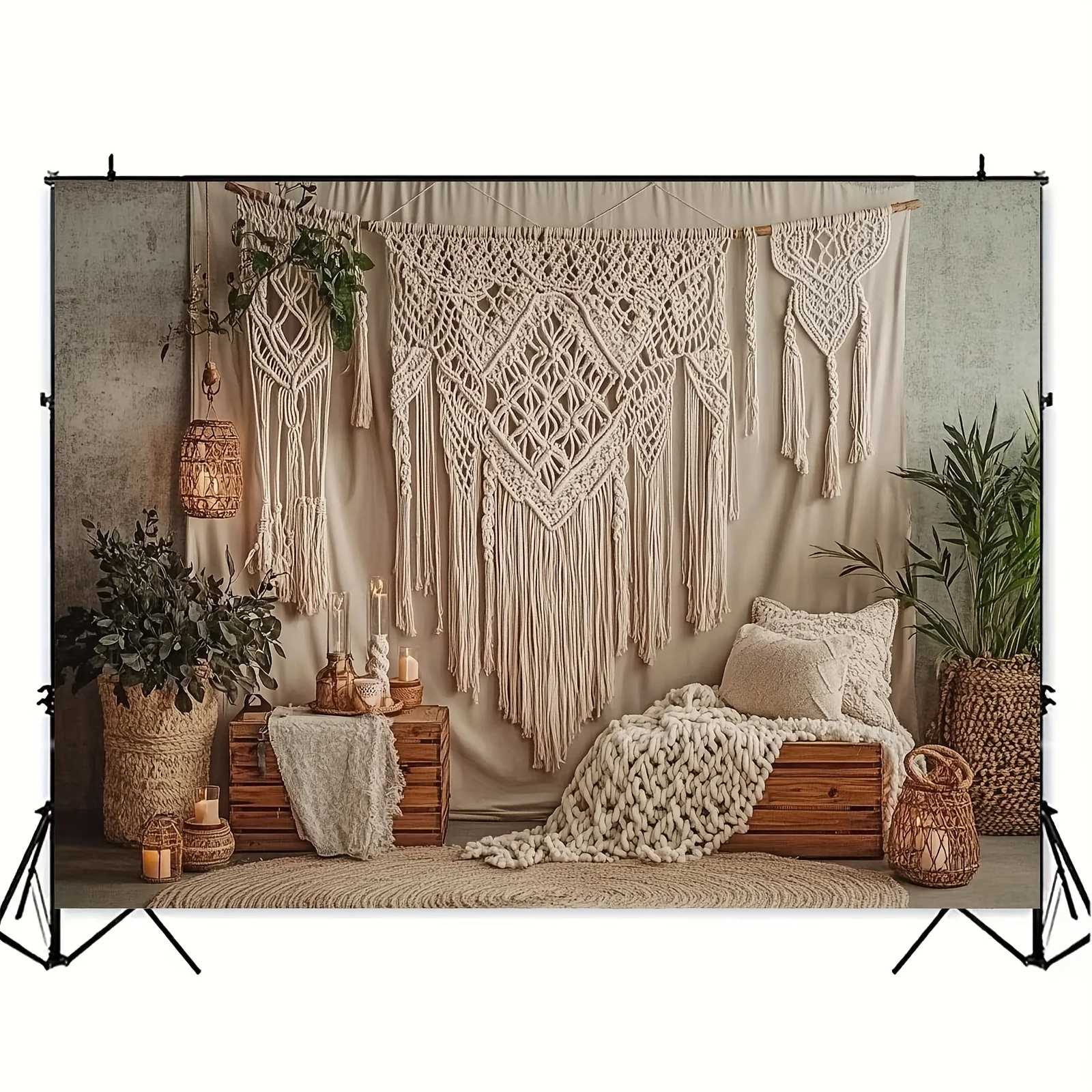 Geometric Macrame Wall Art - Bohemian Ribbon Design Background 1 Se9c72d62a03545089f247697df71410cv