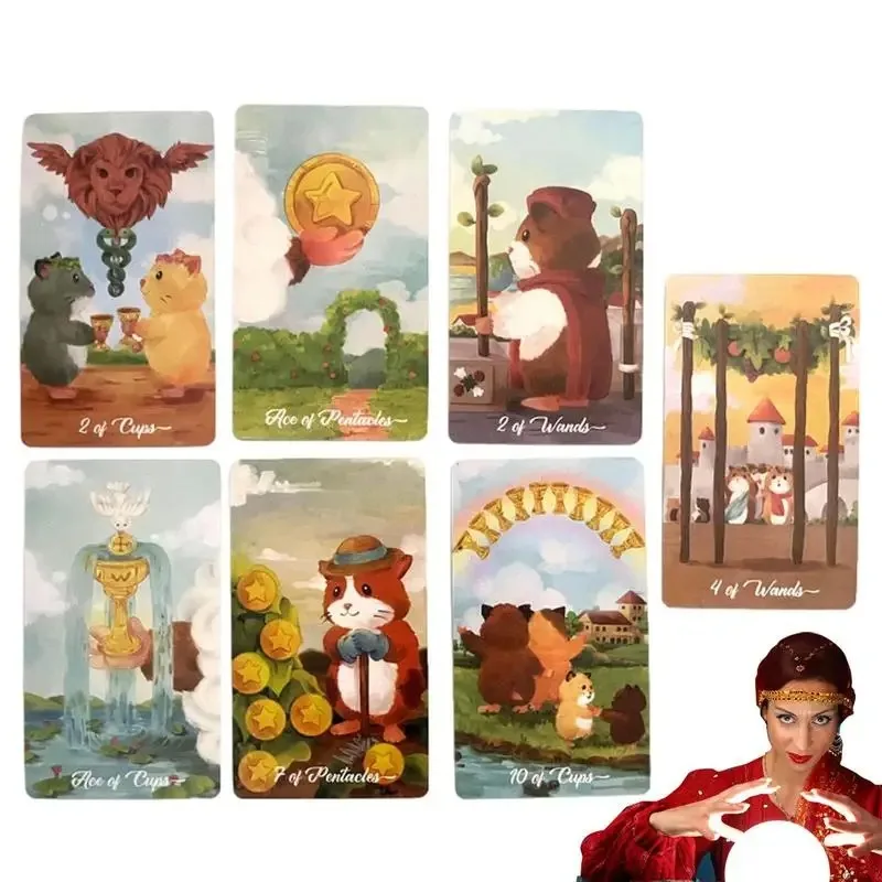 78 Cards Little Hamster Tattoo Tarot Card Durable And Popular Full English Party Board Game Divination Fate Tarot For Party
78 Cards Little Hamster Tattoo Tarot Card Durable And Popular Full English Party Board Game Divination Fate Tarot For Party