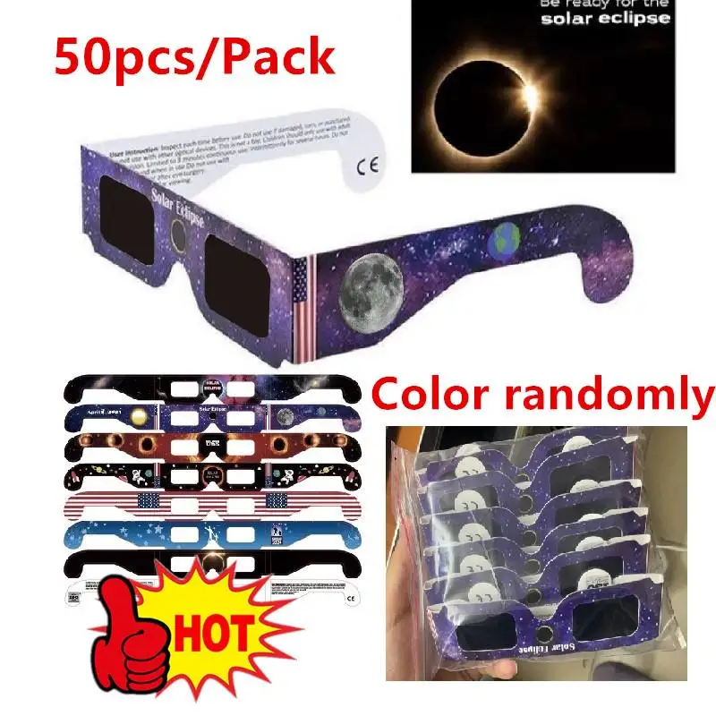 

50pcs Professional Solar Eclipse Glasses Protect Eyes Anti-uv Viewing Paper Glasses Safe Shades Observation Solar Glasses