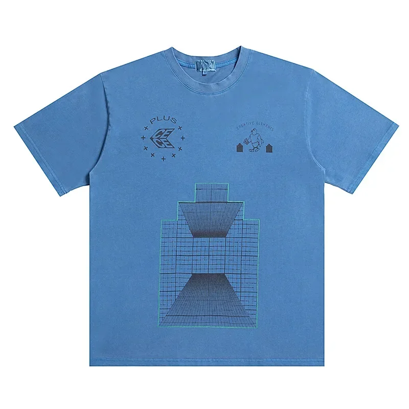 

Летние хлопковые футболки CAVEMPT Cav Empt, повседневные Модные мужские и женские топы с геометрическим принтом, футболки с коротким рукавом для спортзала