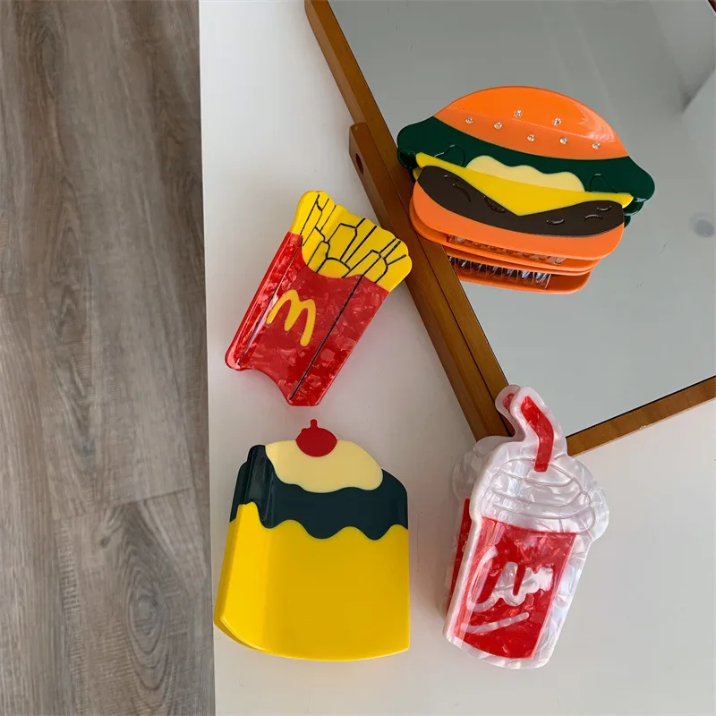 Creativity Cartoon Cola French Fries Hair Claw Clips Funny Hamburg Acetate Hair Clip Gift For Women Cake Hairpin Accessories 
Creativity Cartoon Cola French Fries Hair Claw Clips Funny Hamburg Acetate Hair Clip Gift For Women Cake Hairpin Accessories