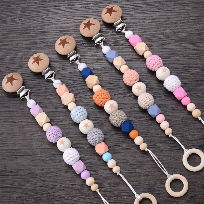 Baby Print Round Beech Wood Pacifier Clip Hand Crochet Silicone Beads Pacifier Chain For Baby Dummy Holder Chain Nursing Toys
Baby Print Round Beech Wood Pacifier Clip Hand Crochet Silicone Beads Pacifier Chain For Baby Dummy Holder Chain Nursing Toys