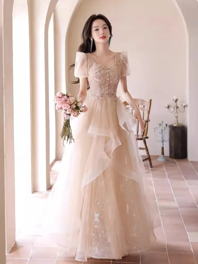 Elegant Temperament Square Collar Wedding Party Dress Slim Waist Puff Sleeve Prom Vestidos Formal Robe New Long Evening Dresses
Elegant Temperament Square Collar Wedding Party Dress Slim Waist Puff Sleeve Prom Vestidos Formal Robe New Long Evening Dresses