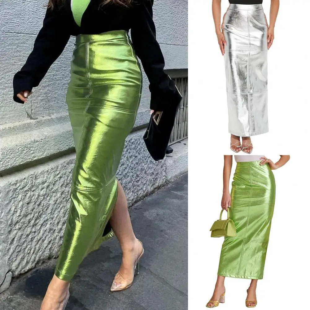 Faux Leather Skirt Stunning Women's Sparkly Surface Maxi Skirt High Waist Back Split Hidden Zipper Slim Fit Hip for Streetwear
Faux Leather Skirt Stunning Women's Sparkly Surface Maxi Skirt High Waist Back Split Hidden Zipper Slim Fit Hip for Streetwear