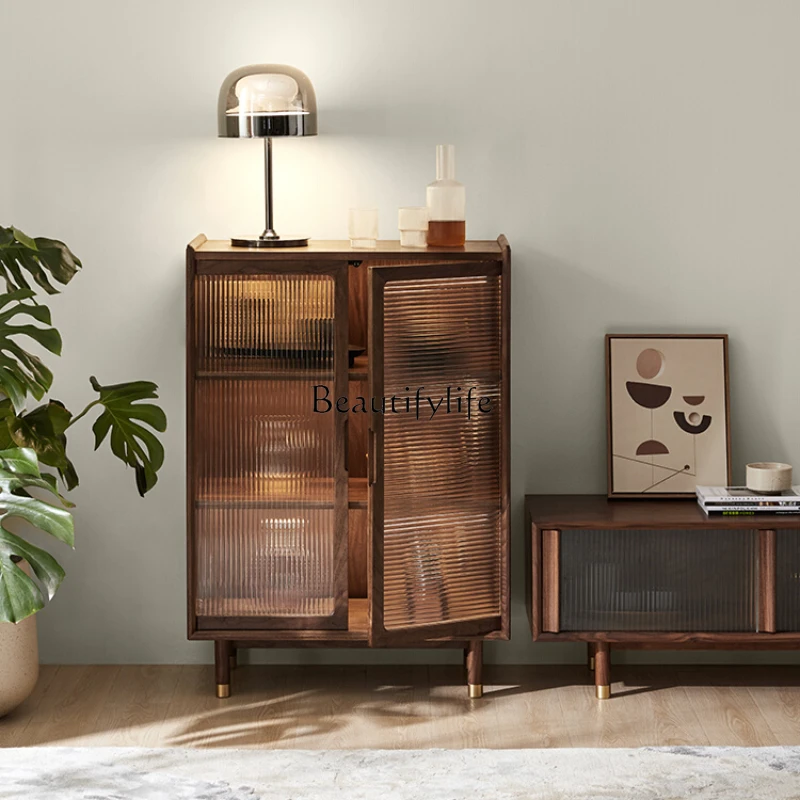 Modern Minimalist Solid Wood Glass Door with Light Living Room Wall Black Walnut Light Luxury Double Door Display Cabinet
Modern Minimalist Solid Wood Glass Door with Light Living Room Wall Black Walnut Light Luxury Double Door Display Cabinet