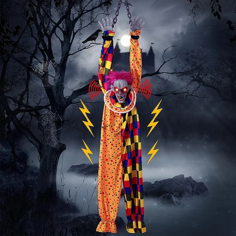 Hanging Clown 5.6 Ft Animated Talking & Shaking Scary Clown With Chain, Touch Activated For Halloween Decor
Hanging Clown 5.6 Ft Animated Talking & Shaking Scary Clown With Chain, Touch Activated For Halloween Decor