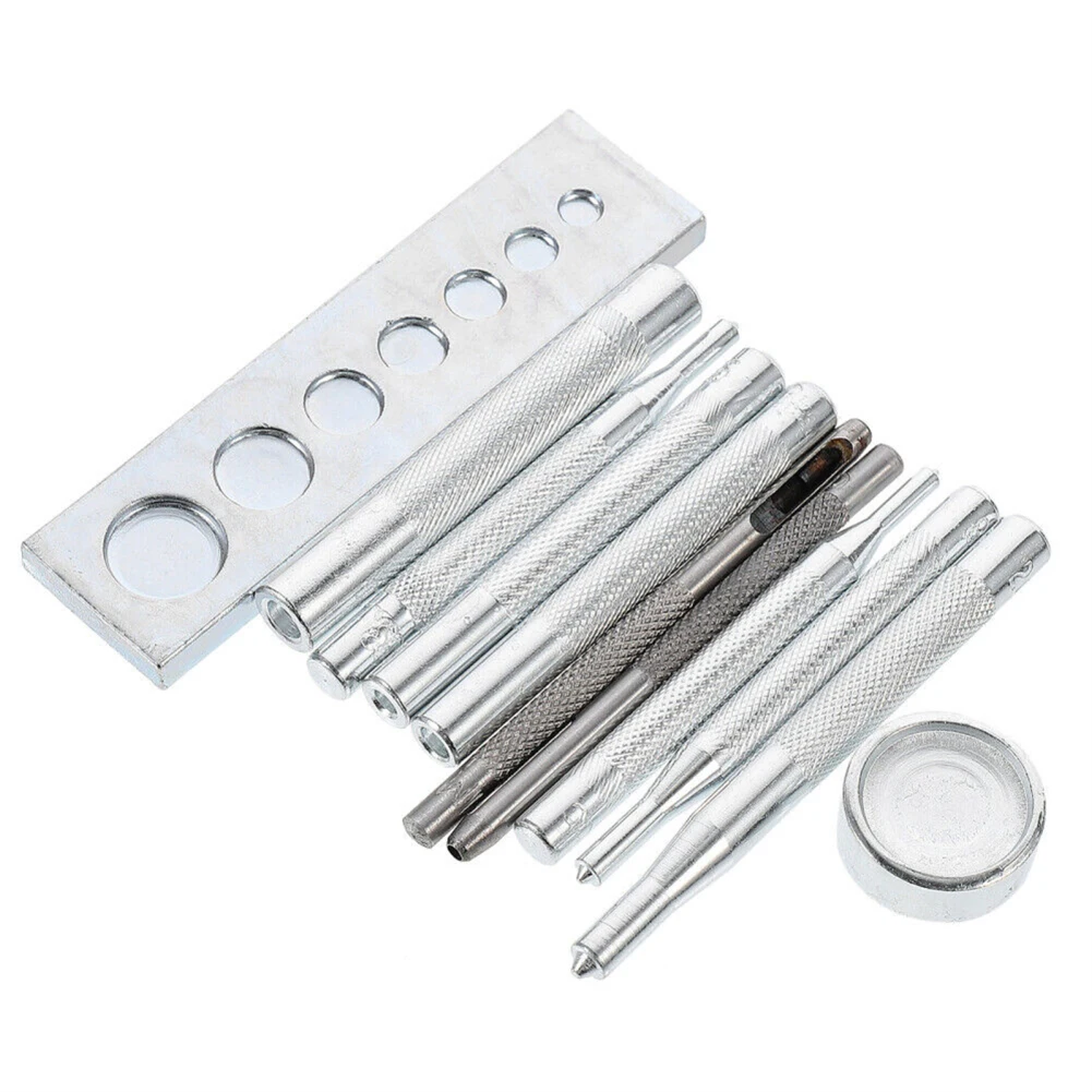 

DIY Leather Craft 11pcs Craft Tool Die Punch Snap kit Rivet Setter with Base for Punch Hole and Install Rivet Button