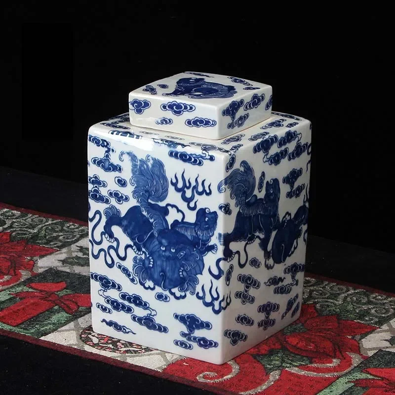 Chinese Square Vase Rectangular Long Lion Monster Kylin Jar Antique Chinese Blue and White Porcelain Vase Jar Decorative 10 Inch
Chinese Square Vase Rectangular Long Lion Monster Kylin Jar Antique Chinese Blue and White Porcelain Vase Jar Decorative 10 Inch