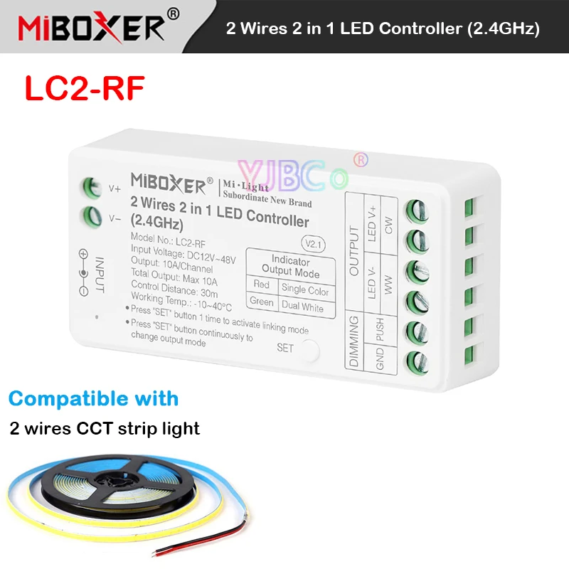 

Miboxer 2.4G Dual white 2 in 1 LED Strip Controller COB Single color dimmer for 12V 24V DC 2 Wires CCT COB Lights tape