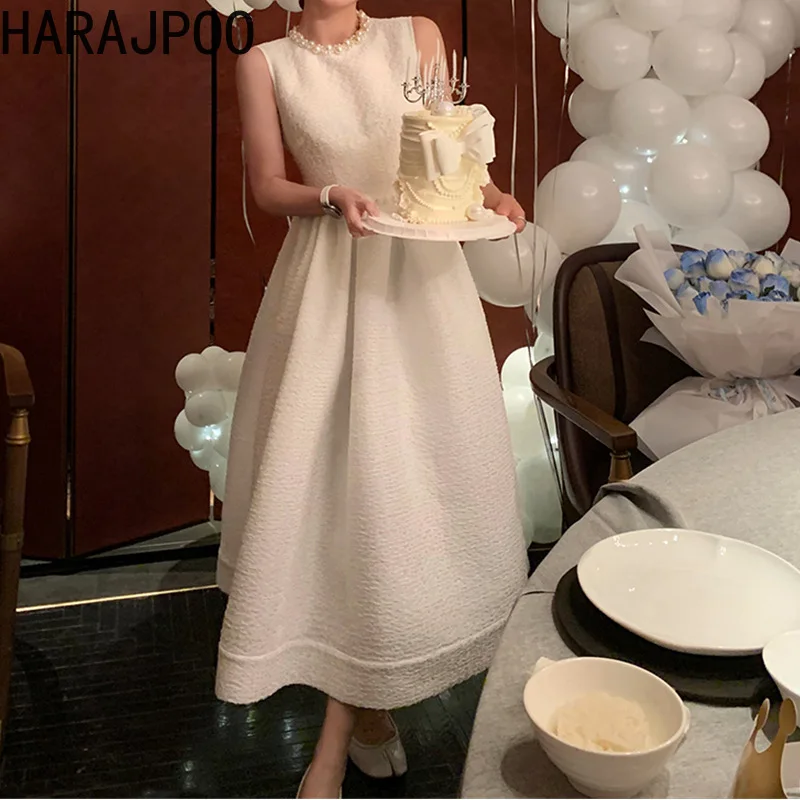 Женское платье без рукавов Harajpoo, белое длинное платье в Корейском стиле Хепберн с жемчужным вырезом и французским поясом
Женское платье без рукавов Harajpoo, белое длинное платье в Корейском стиле Хепберн с жемчужным вырезом и французским поясом