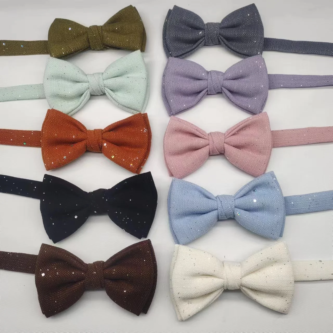 

Solid Sequin White Bowties Cotton Linen Shiny Bow Ties For Men Women Shirt Groom Wedding Party Bowknot Tuxedo Suit Accessories