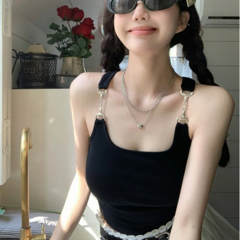 24 Women's Suspender Vest for Women with Chest Pad and Metal Buckle Pure Desire for Style Summer Sweet Spicy Girl Sleeveless Top
24 Women's Suspender Vest for Women with Chest Pad and Metal Buckle Pure Desire for Style Summer Sweet Spicy Girl Sleeveless Top