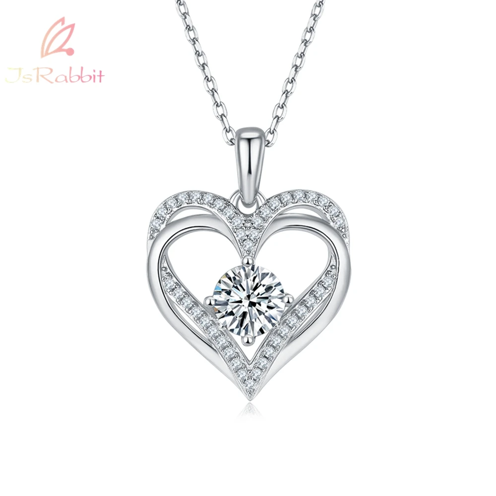 

IsRabbit 18K White Gold Plated GRA Moissanite Diamond Cocktail Pendant Necklace for Women Gifts 925 Sterling Silver Fine Jewelry