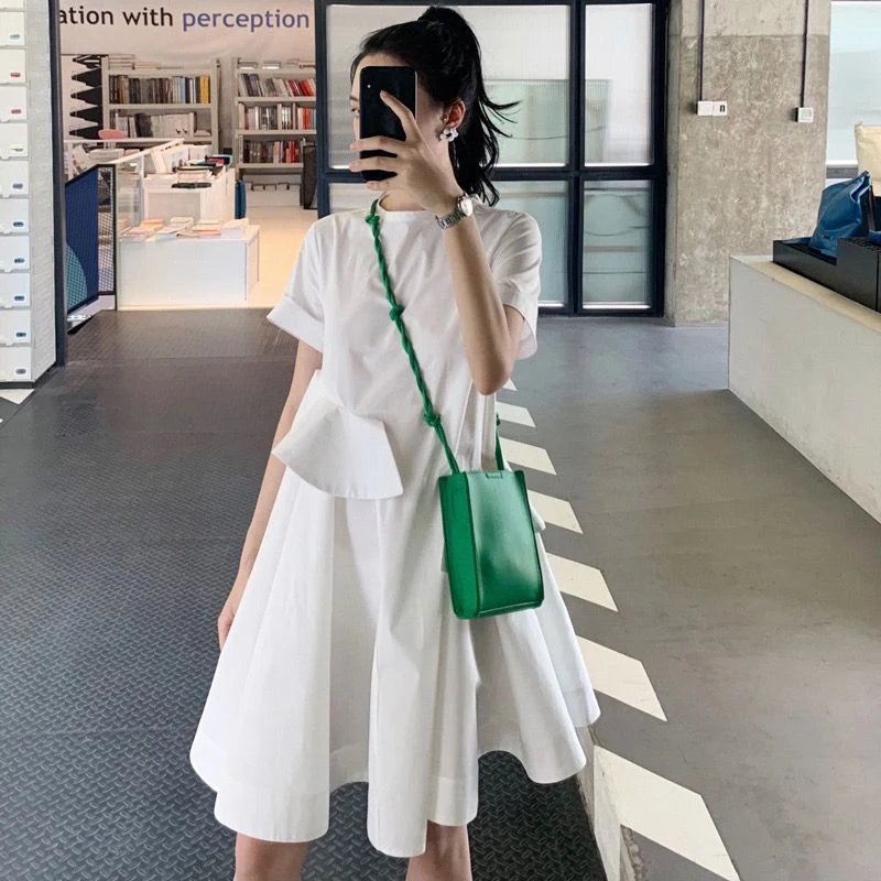 Summer Irregular Short Sleeve O Neck Women Dresses 2xl Oversized Loose Casual Simple Gentle Commute All-match White A Line Skirt
Summer Irregular Short Sleeve O Neck Women Dresses 2xl Oversized Loose Casual Simple Gentle Commute All-match White A Line Skirt
