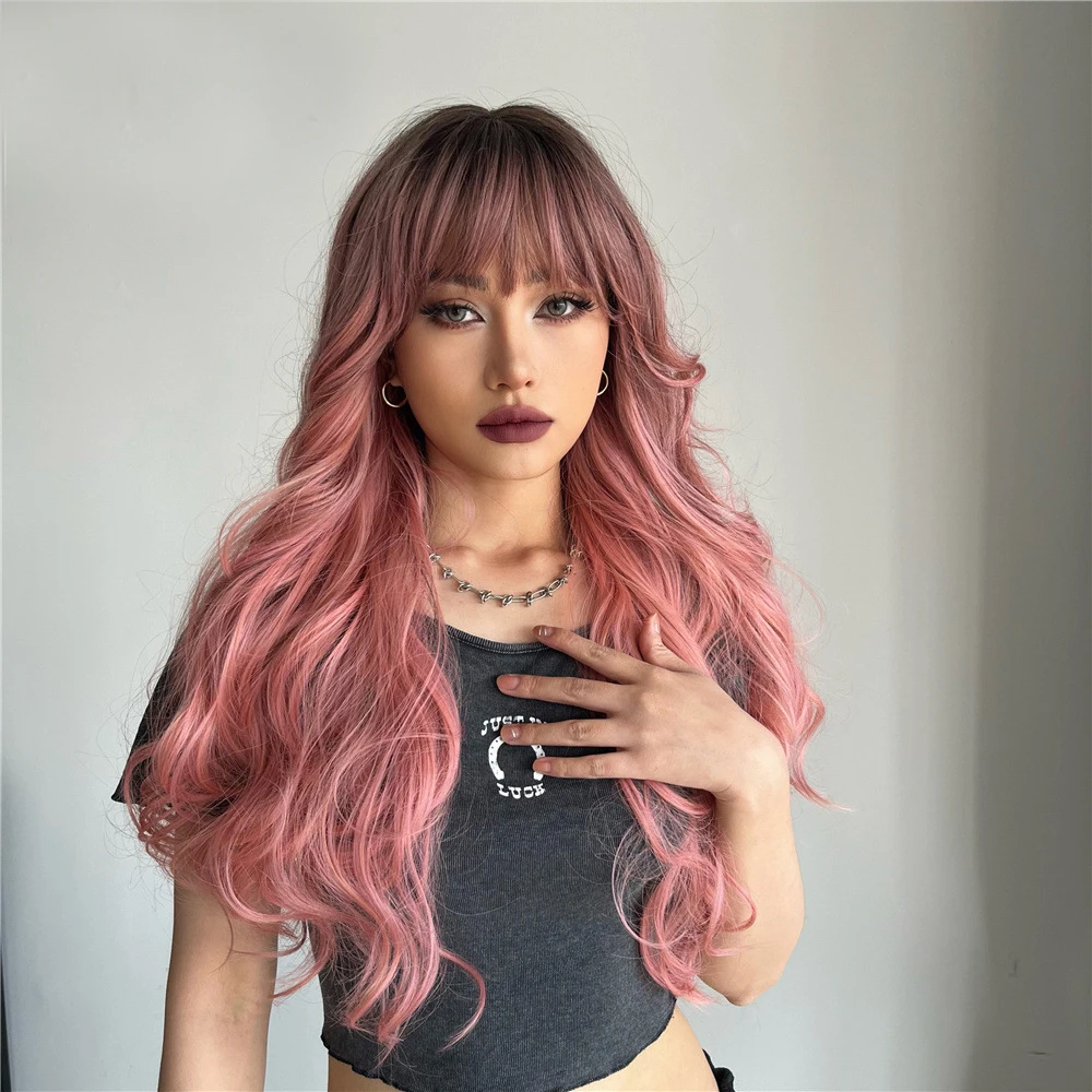 Pink Gradient Synthetic Wig Full Mechanism Wig With Bangs For Black Women Long Wave Synthetic Wigs Fashion Women Wig
Pink Gradient Synthetic Wig Full Mechanism Wig With Bangs For Black Women Long Wave Synthetic Wigs Fashion Women Wig