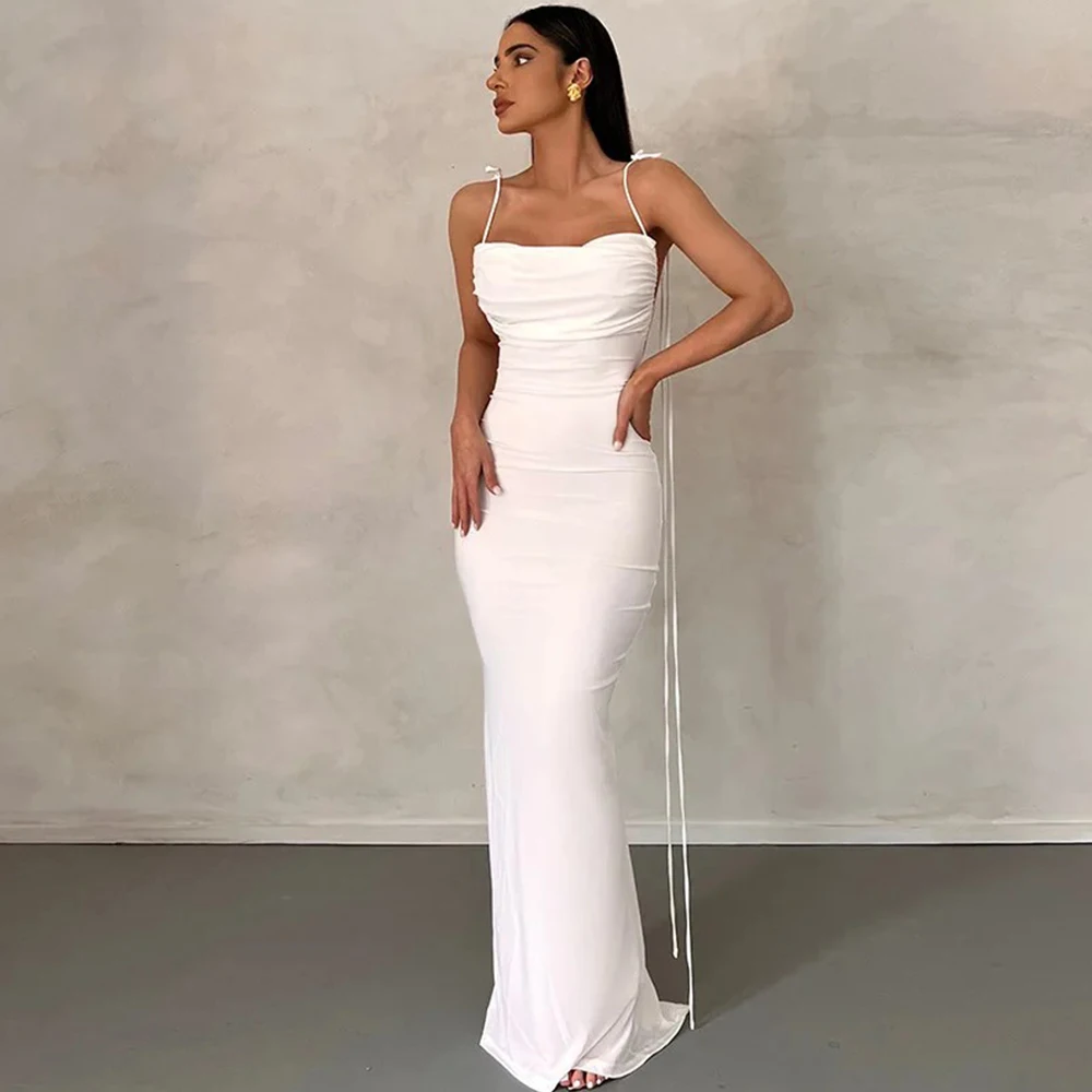 Simple Spaghetti Straps Sheath Evening Dress One Neck Sleeveless Floor Length Straight Sexy Open Back Pleat Ladies Party Gowns
Simple Spaghetti Straps Sheath Evening Dress One Neck Sleeveless Floor Length Straight Sexy Open Back Pleat Ladies Party Gowns