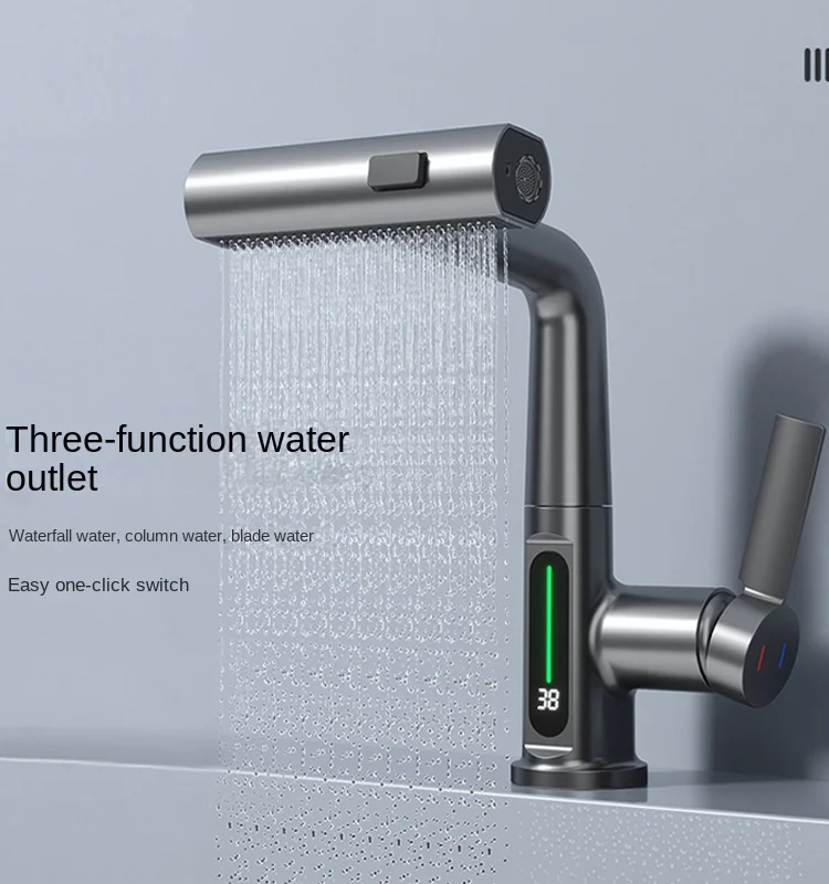 Gray Washbasin Pull Digital Display Hot And Cold Water Faucet Lifting Rotating Telescopic Multifunctional Washbasin Faucet
Gray Washbasin Pull Digital Display Hot And Cold Water Faucet Lifting Rotating Telescopic Multifunctional Washbasin Faucet