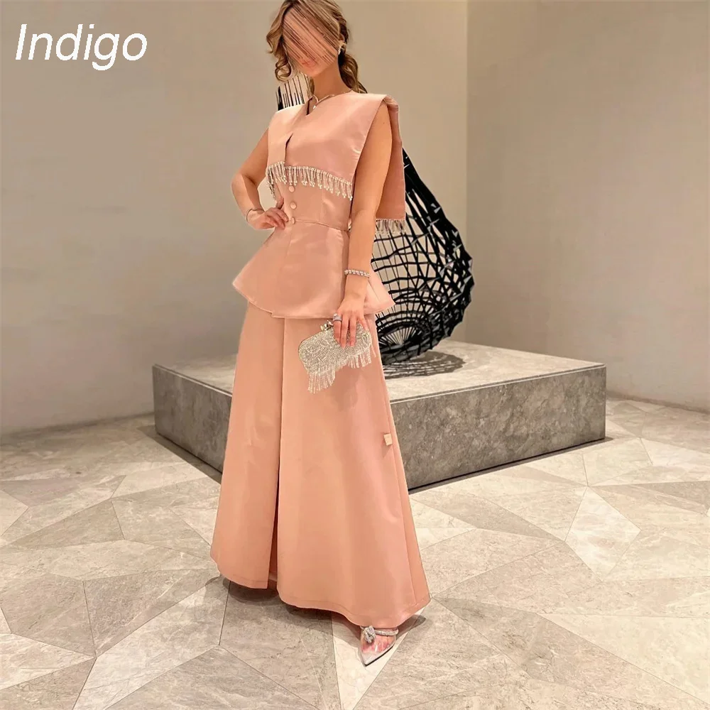 Indigo Prom Dresses A-Line Sleeveless Ankle-Length V-Neck Split Beading Satin Button Elegant Evening Gown For Women فساتين الس
Indigo Prom Dresses A-Line Sleeveless Ankle-Length V-Neck Split Beading Satin Button Elegant Evening Gown For Women فساتين الس