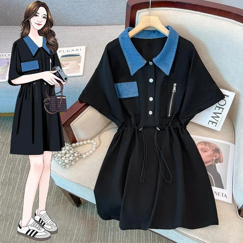 Summer Korean Contrasting Waist Denim Polo Neck Patchwork Dress, Women Clothing ,2024 New, Summer Slim A-line Shirt Dress, WI161
Summer Korean Contrasting Waist Denim Polo Neck Patchwork Dress, Women Clothing ,2024 New, Summer Slim A-line Shirt Dress, WI161