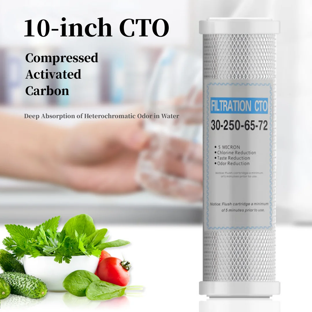 

10 Inch CTO Compressed Activated Carbon Cartridge Replacement Kitchen Drinking Water Purifier Filter Treatment System