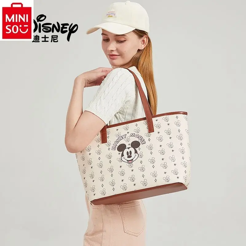 

MINISO Disney Shoulder Bag Women's Large Capacity Commuter Mickey Handbag Baby Mom Outgoing Portable Tote Bag