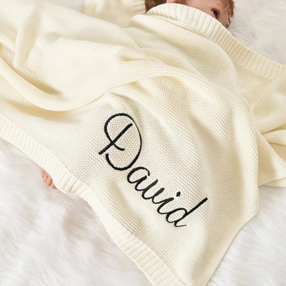 Custom Embroidery Name Infant Solid Color Knitted Blanket Baby Shower Party Gift Blanket Personalized Kids Cotton Nap Blanket
Custom Embroidery Name Infant Solid Color Knitted Blanket Baby Shower Party Gift Blanket Personalized Kids Cotton Nap Blanket