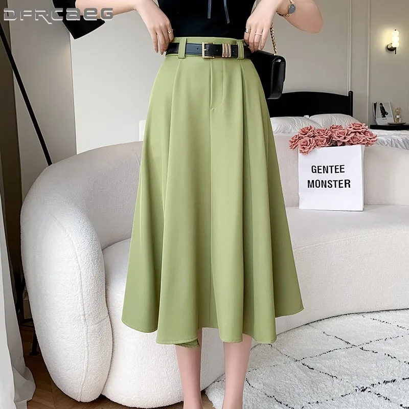 Korean Office Style Women‘s A-Line Long Skirts With Belt 2023 Elegant Fashion Big Swing Casual Loose Saias Longas Female
Korean Office Style Women‘s A-Line Long Skirts With Belt 2023 Elegant Fashion Big Swing Casual Loose Saias Longas Female