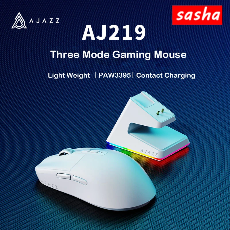

New Arrvied Aj219 Wireless Mouse With 2.4ghz Wireless Bluetooth 5.0 Wired Thrip Connection Paw3395 Gaming Chipset 26000dpi Mouse