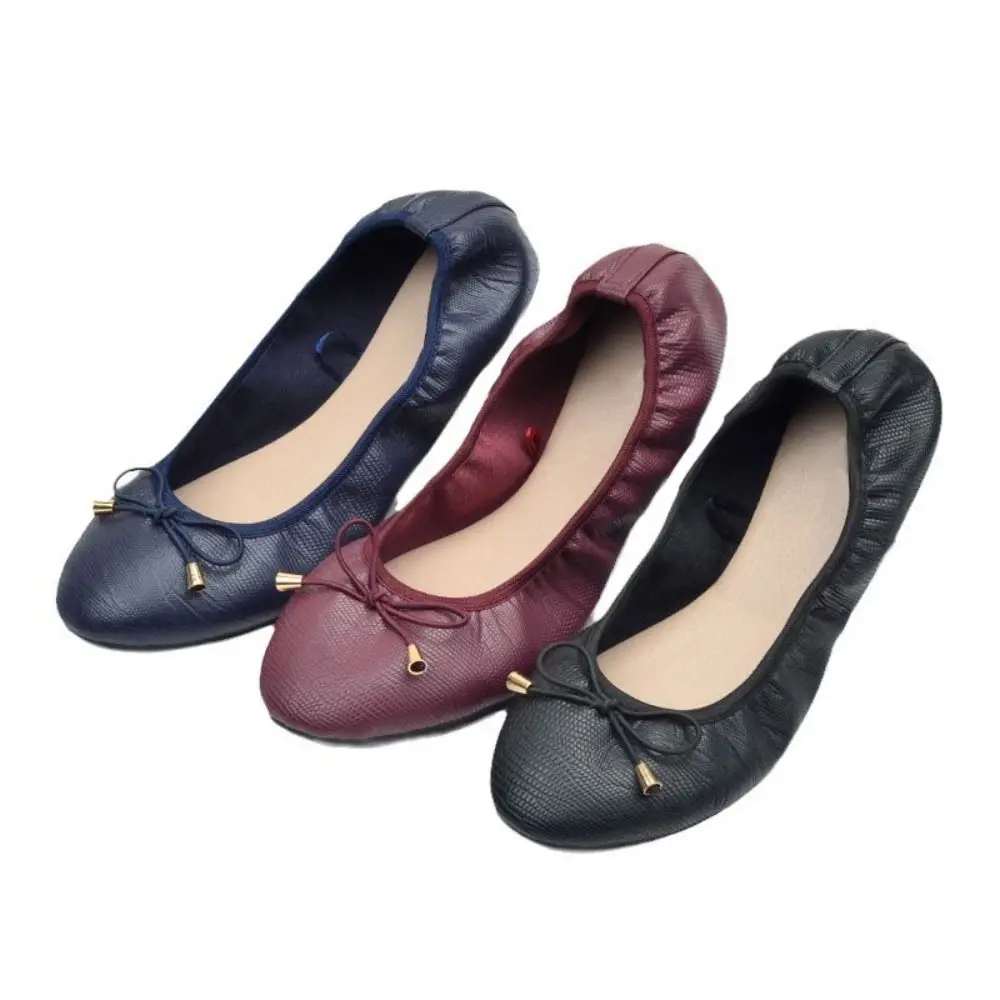 Fashion Shallow Mouth PU Ballet Shoes Bowknot Lightweight Soft Sole Flat Shoes Thread Foldable Chicken Rolls Dance Shoes Yoga 4 Se9ea27450cc74a84a2d995d1eb37a818z