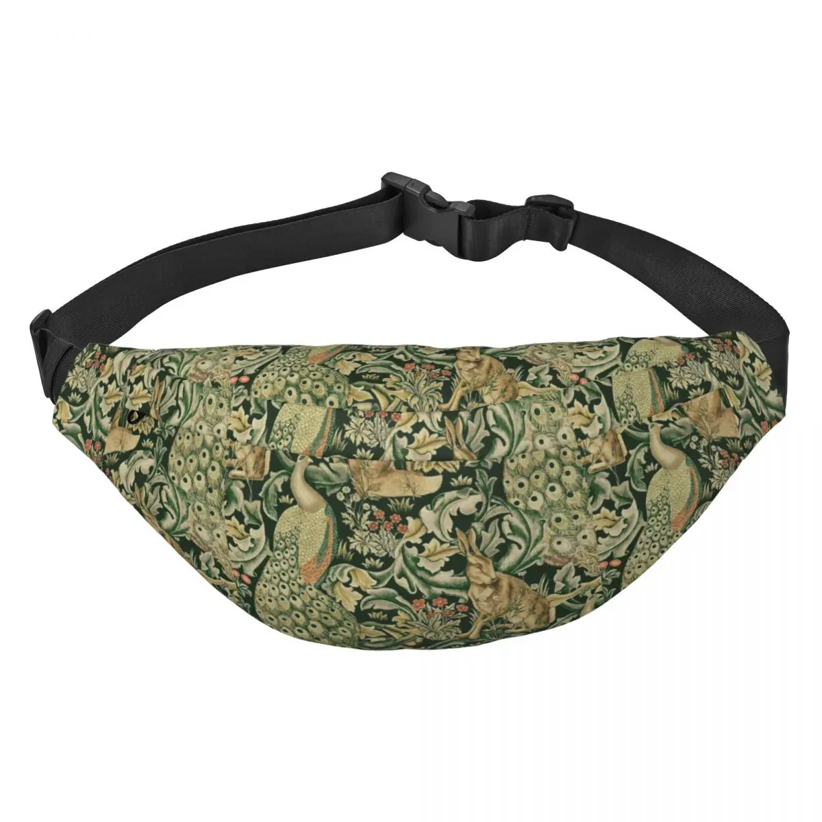 

Peacocks And Fox By William Morris Fanny Pack Forest Animals Textile Pattern Sling Crossbody Waist Bag Hiking Phone Money Pouch