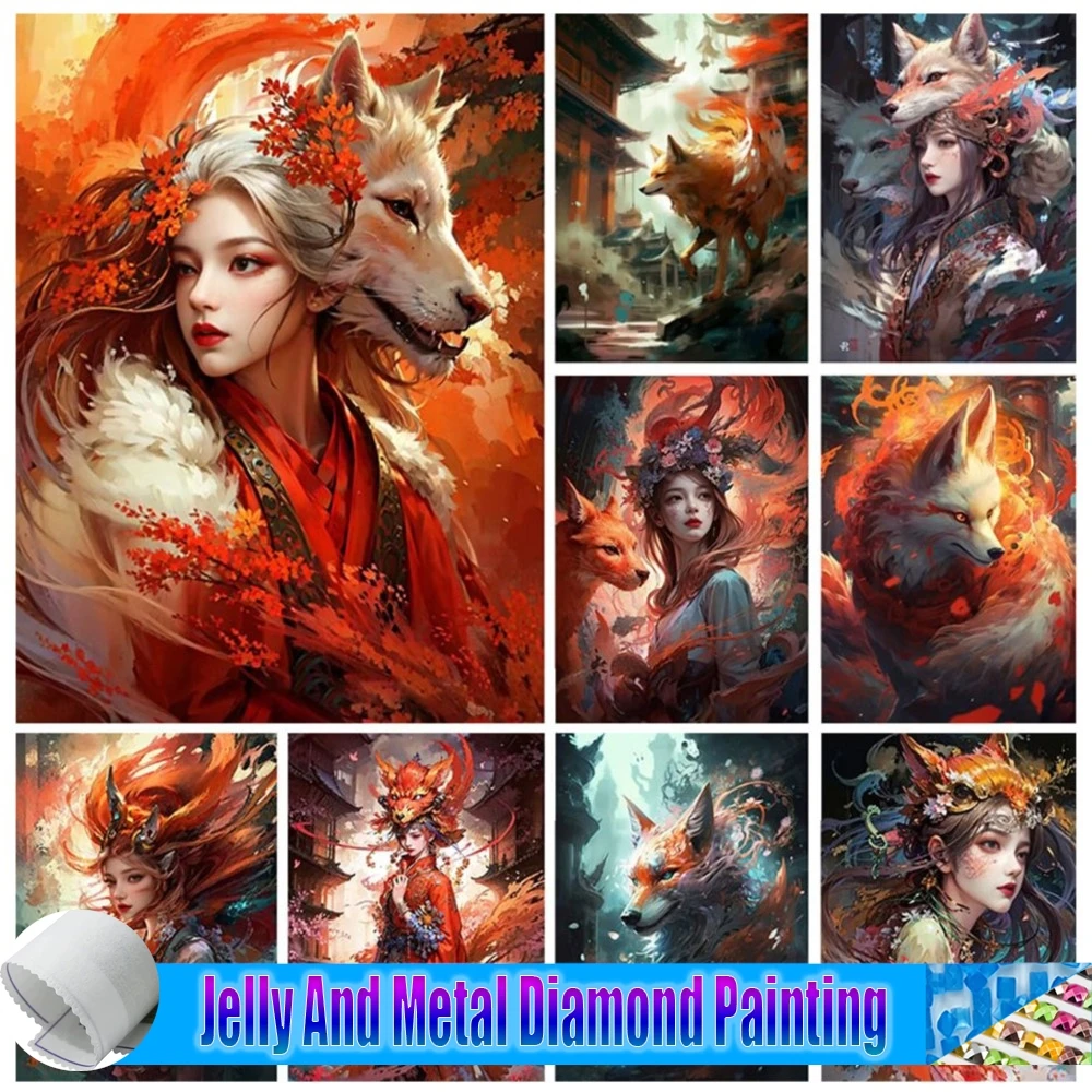 

Fox Mosaic Full Drill 5D Jelly And Metal Diamond Painting Girl Illustration Art Pictures Cross Stitch Handicrafts Embroidery