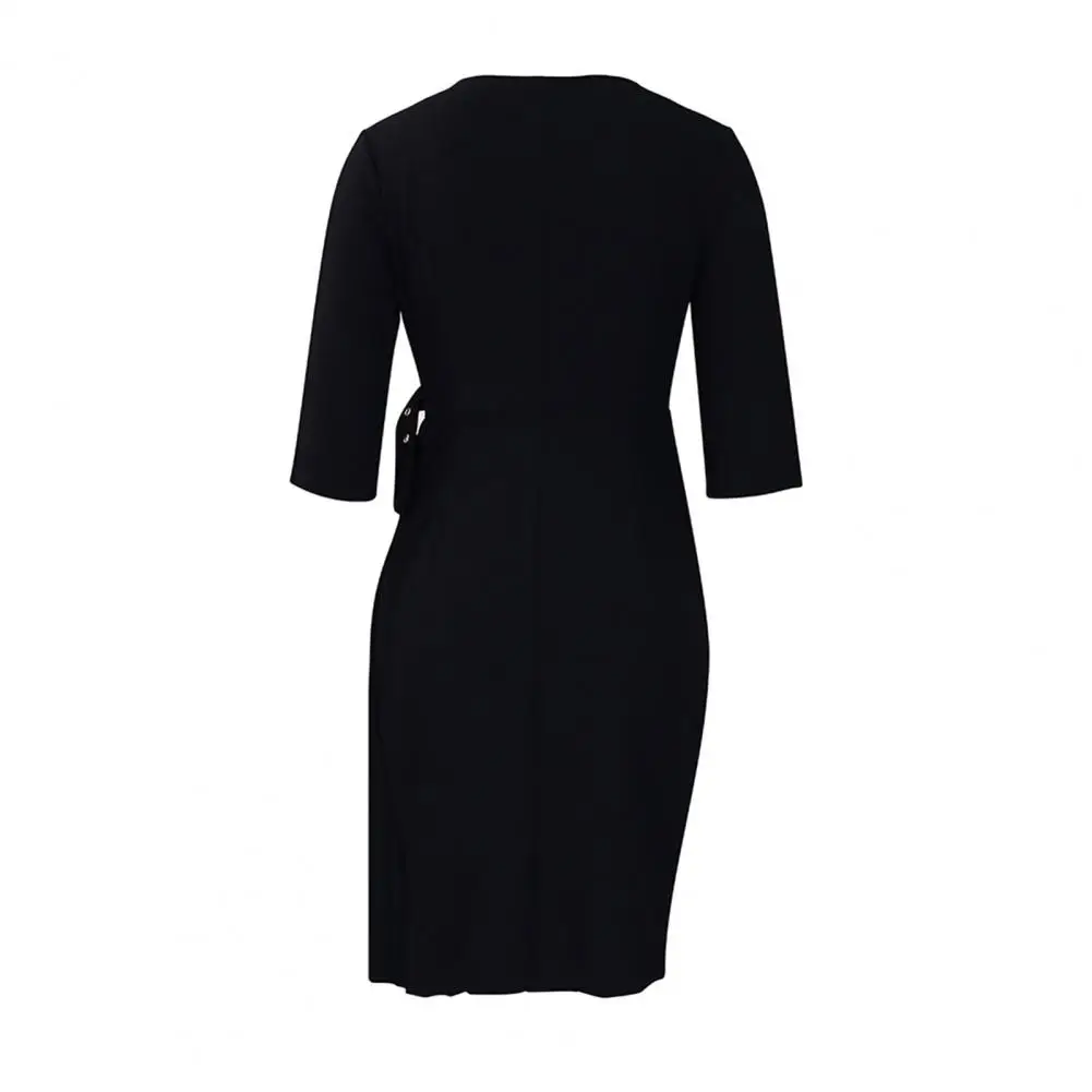 Mid-sleeve Pleated Dress Elegant High Waist V Neck Pleated Midi Dress for Women Asymmetric Hem Half Sleeve Solid for Office
Mid-sleeve Pleated Dress Elegant High Waist V Neck Pleated Midi Dress for Women Asymmetric Hem Half Sleeve Solid for Office