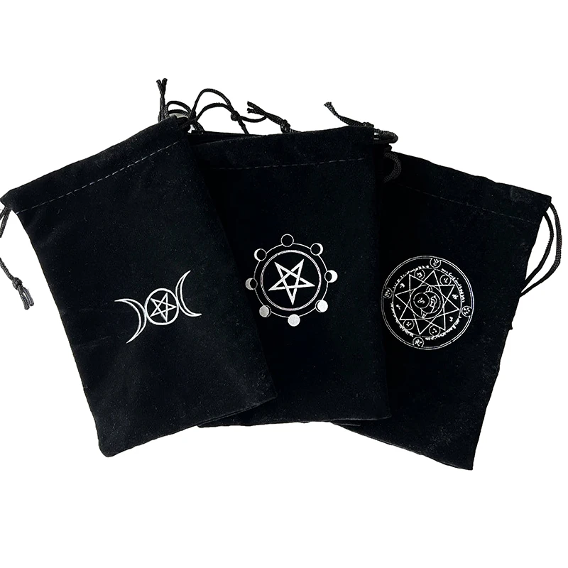 

Witch Board Game Cards Embroidered Drawstring Bag Witchcraft Velvet Pentagram Tarot Card Storage Bag Games Table Sports