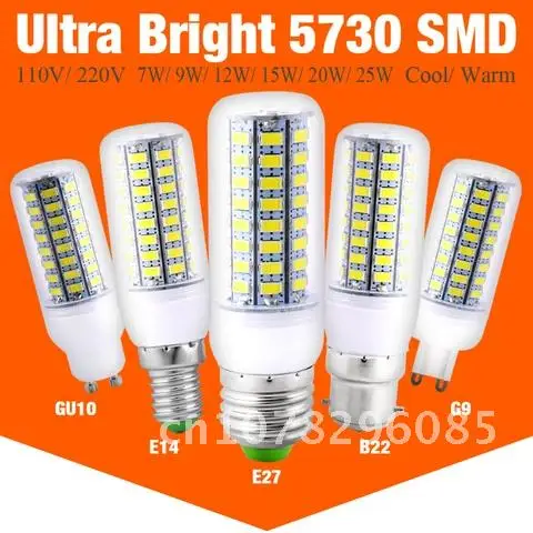 

LED Corn Bulb Lamp E27 GU10 G9 E14 B22 Base Energy Saving Light Lampada 5730 Warm Cool White Chandelier Lighting Home Decor 220V
