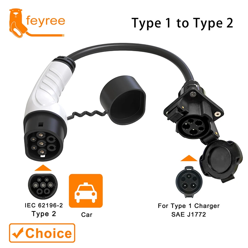 feyree Type1 j1772 Socket 16A 32A 1Phase to Type2 EV Charger IEC62196 Female Car Side 0.5m Cable Adapter for Electric Vehicle
feyree Type1 j1772 Socket 16A 32A 1Phase to Type2 EV Charger IEC62196 Female Car Side 0.5m Cable Adapter for Electric Vehicle