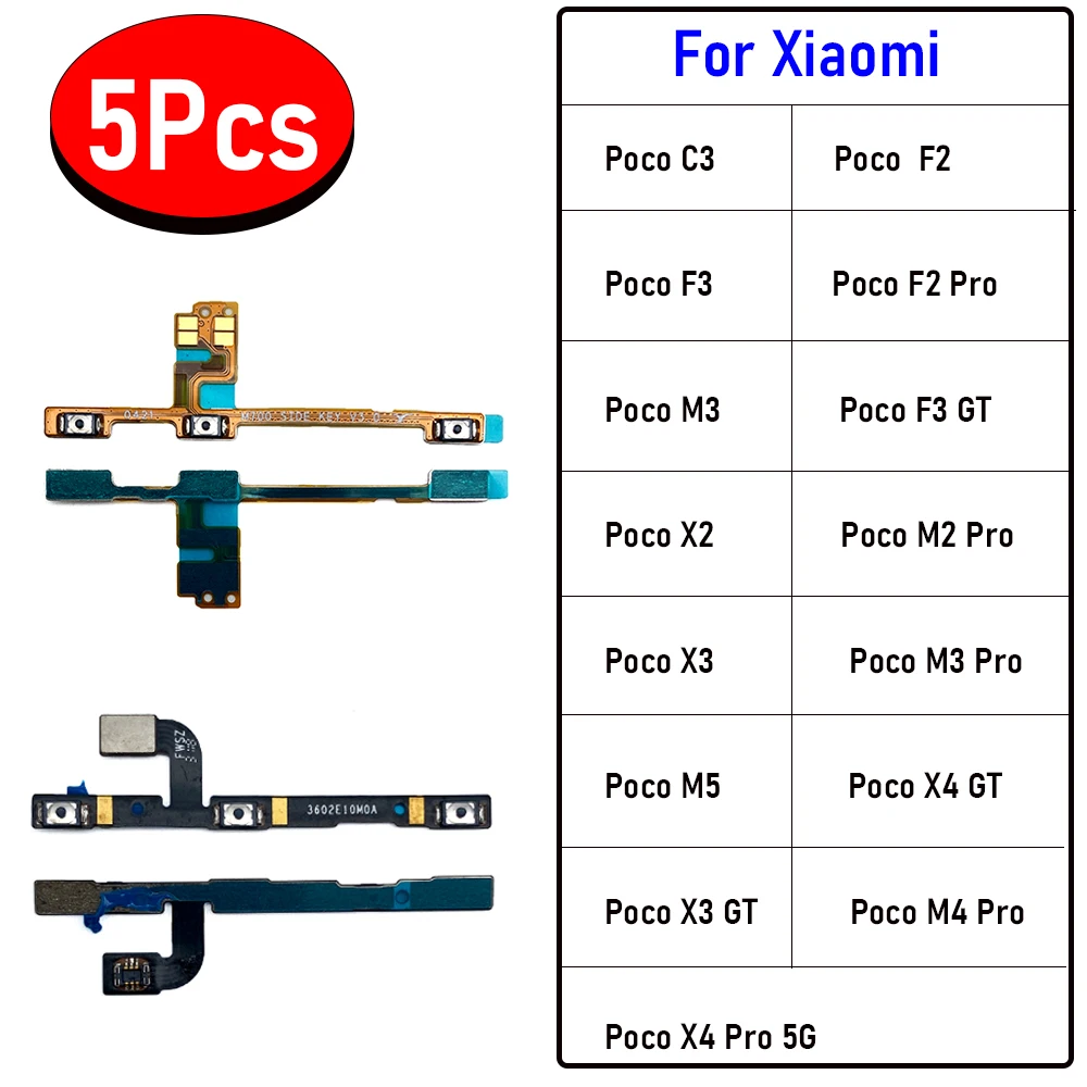 5 шт., кнопки включения/выключения питания для Xiaomi Poco C3 F1 F2 F3 GT M2 M3 X2 X3 GT X4 Pro 5G X4 GT M5
5 шт., кнопки включения/выключения питания для Xiaomi Poco C3 F1 F2 F3 GT M2 M3 X2 X3 GT X4 Pro 5G X4 GT M5