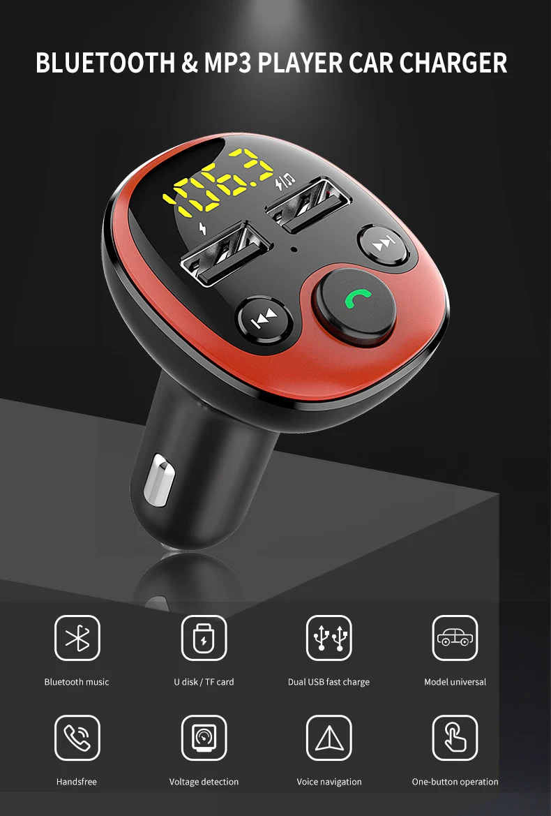 Car MP3 Music Player Bluetooth 5.0 Radio Adapter Modulator Car Kit With Dual USB Car Charger U Disk / TF Card Lossless Music
Car MP3 Music Player Bluetooth 5.0 Radio Adapter Modulator Car Kit With Dual USB Car Charger U Disk / TF Card Lossless Music