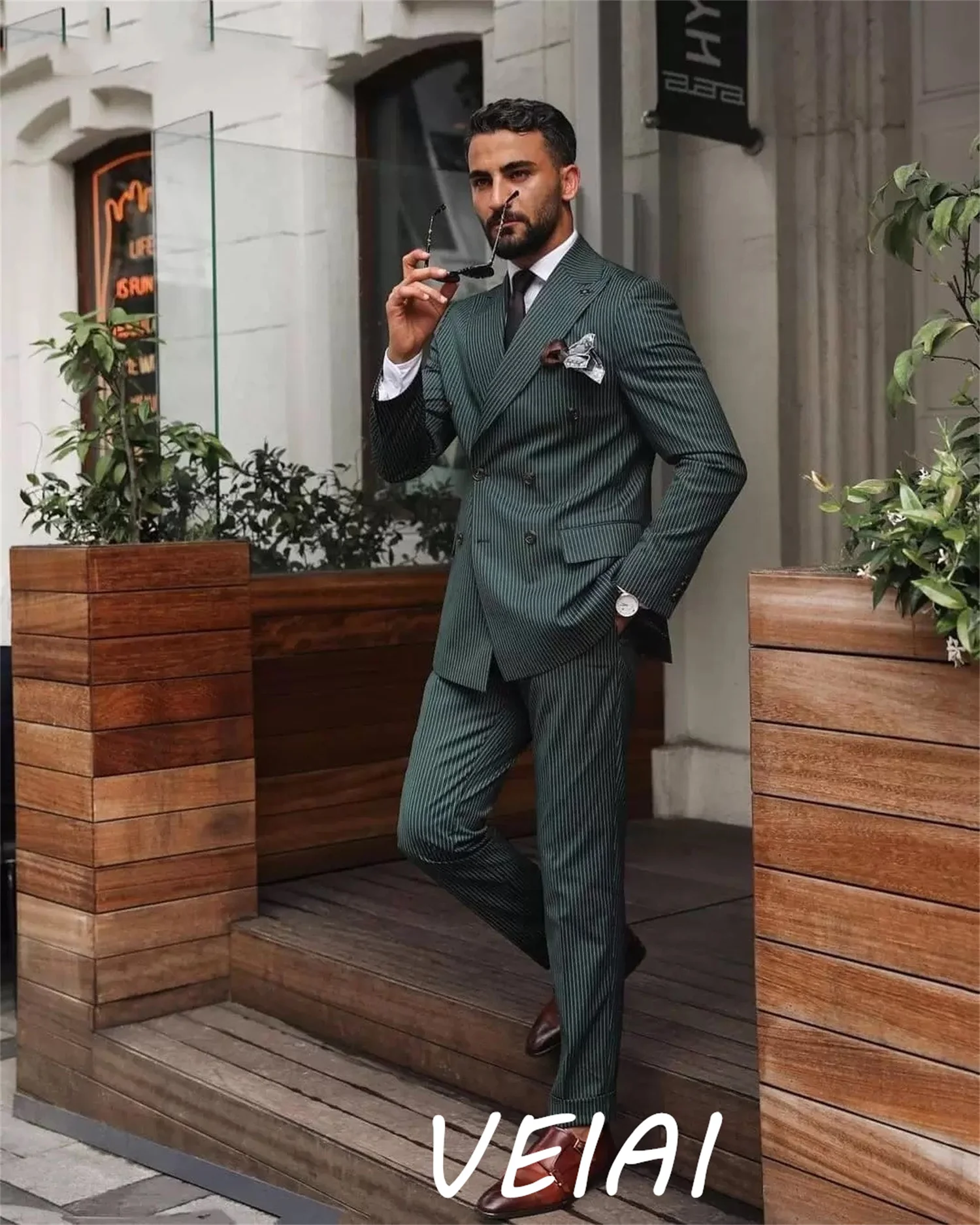 Hunter Green Pinstripe Men Suits 2 Piece Business Wedding Suit for Men Costume Homme(Jacket+Pant) Peaked Lapel Double Breasted
Hunter Green Pinstripe Men Suits 2 Piece Business Wedding Suit for Men Costume Homme(Jacket+Pant) Peaked Lapel Double Breasted