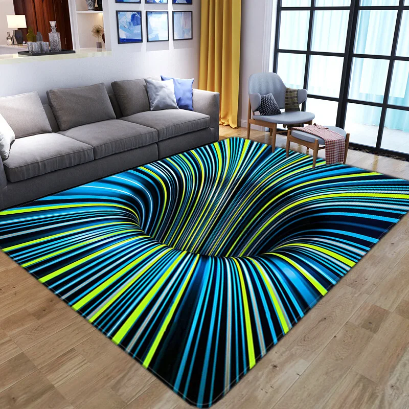 

3D Stereoscopic Floor Mat Vortex Illusion Carpet Abstract Geometric Non-slip Area Rug for Home LivingRoom Bedroom Door Mat