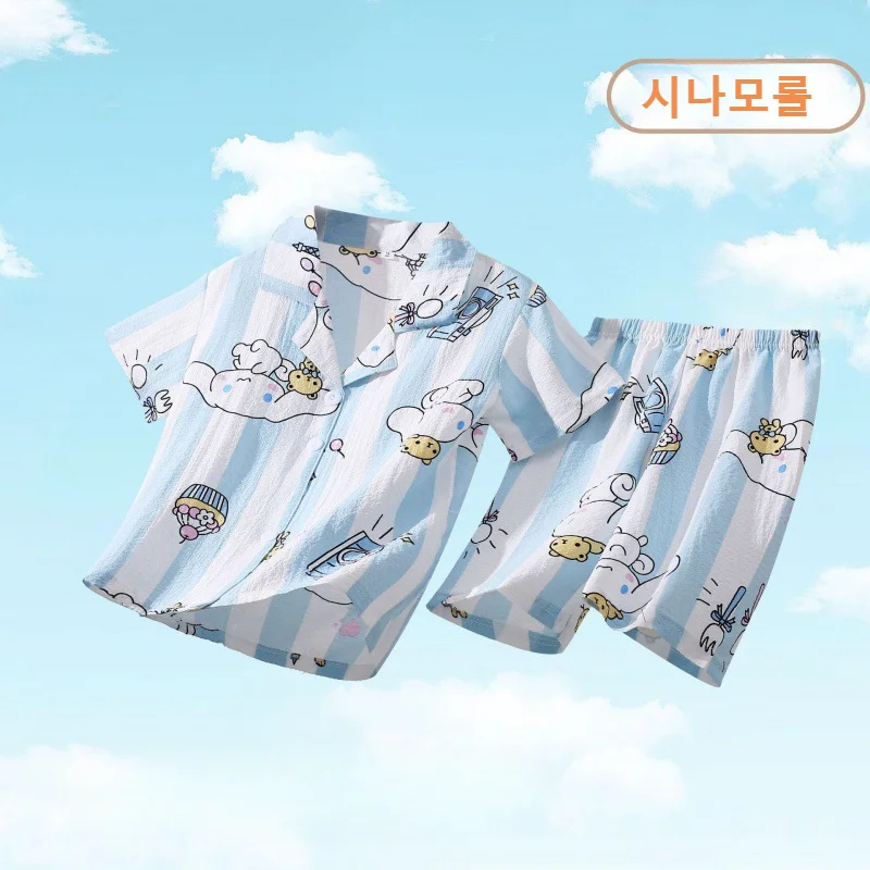 Летние Детские пижамные комплекты Miniso, аниме Hello Kitty Cinnamoroll Kuromi, Детская Пижама с круглым вырезом и коротким рукавом для мальчиков и девочек
Летние Детские пижамные комплекты Miniso, аниме Hello Kitty Cinnamoroll Kuromi, Детская Пижама с круглым вырезом и коротким рукавом для мальчиков и девочек