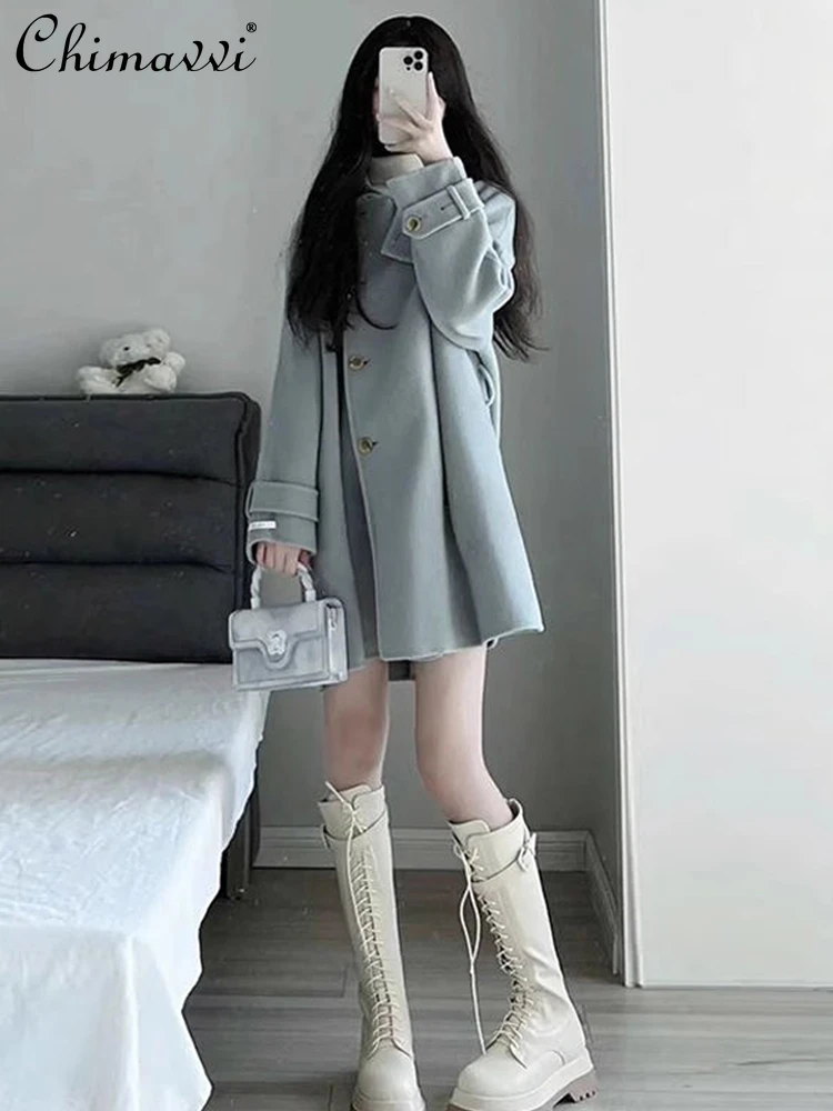 Hepburn Style Solid Color Long Sleeve Suit Collar Women's Woolen Coat 2023 Autumn Winter Korean Sweet Single Breasted Coat
Hepburn Style Solid Color Long Sleeve Suit Collar Women's Woolen Coat 2023 Autumn Winter Korean Sweet Single Breasted Coat