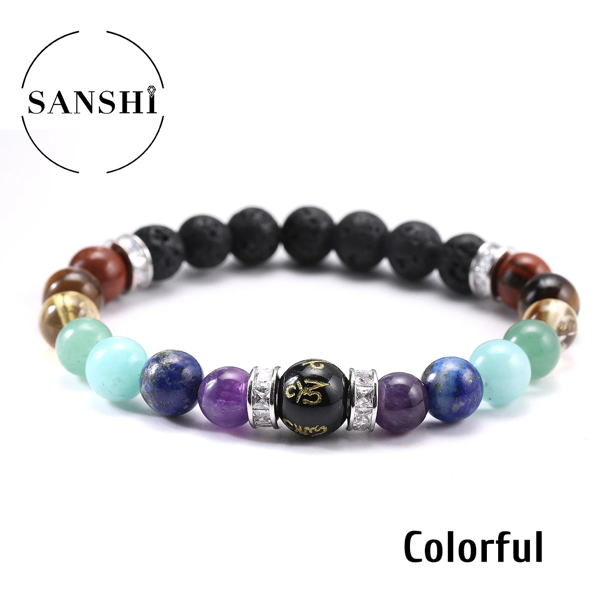 

Classic 7 Chakra Beads Bracelet Natural Stone Black Rope Braided Yoga Reiki Healing Balance Bracelets & Bangles Meditation Gift