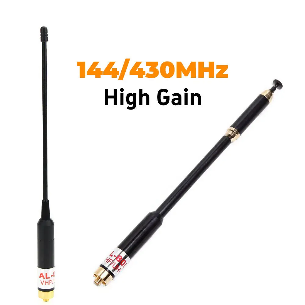 

High Gain Telescopic Antennas SMA-Female VHF UHF Dual Band For Baofeng UV-5R UV-9R Radio 144/430MHz Walkie Talkie Accessories