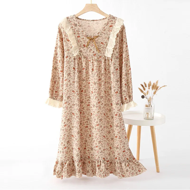 Ночные рубашки большого размера из 100% хлопка для женщин, Повседневная Пижама с V-образным вырезом и длинным рукавом, платье, Милая женская ночная рубашка с цветочным принтом
Ночные рубашки большого размера из 100% хлопка для женщин, Повседневная Пижама с V-образным вырезом и длинным рукавом, платье, Милая женская ночная рубашка с цветочным принтом