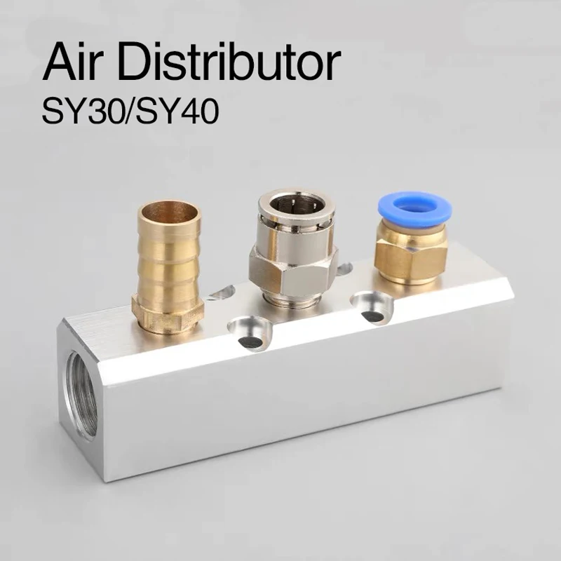 

Air Distributor Manifold 1/4" PT Thread Port 2 3 4 5 6 7 8 9 Way Pneumatic Quick Plug In Connector Hose Aluminum Block Splitter