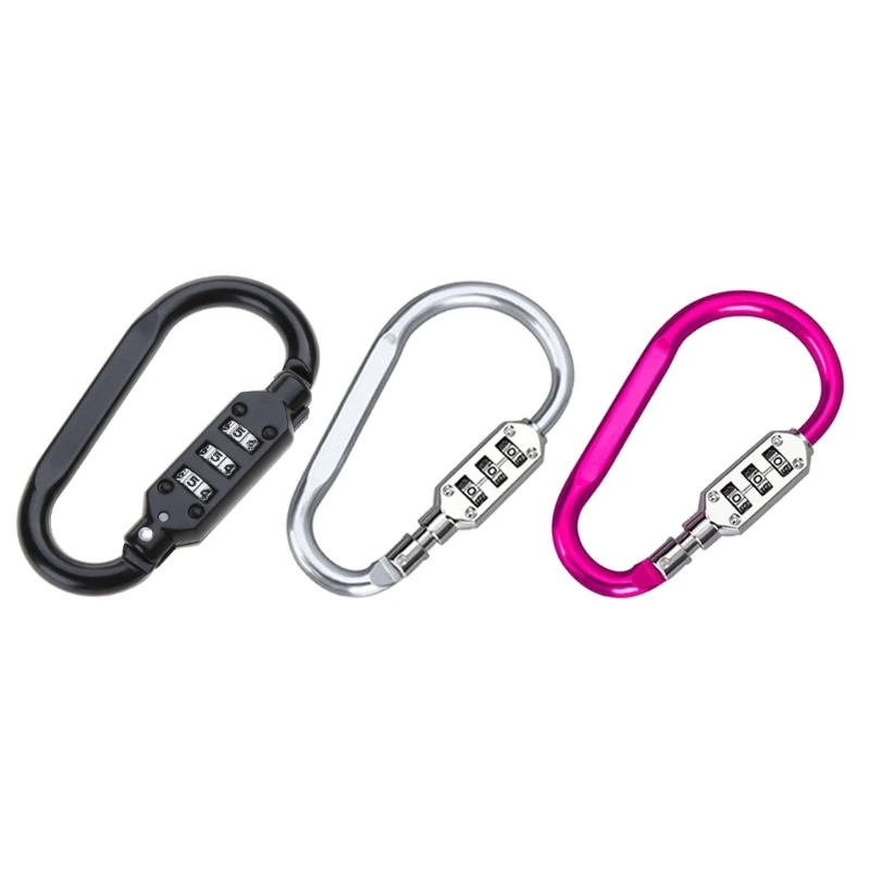 

2023 New Baggage Doors Carabiner Padlock 3 Dial Digit Password Lock Resettable Anti-theft