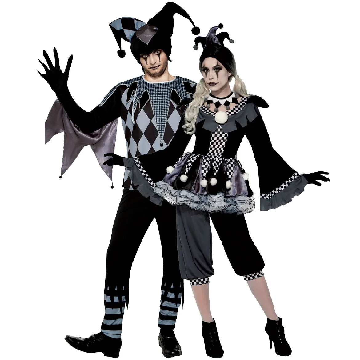 Cosplay Clowns Costumes Halloween Costume for Women and Men Couple Clothing Play Joker Tops Pants Headwear Dark Gothic Style
Cosplay Clowns Costumes Halloween Costume for Women and Men Couple Clothing Play Joker Tops Pants Headwear Dark Gothic Style