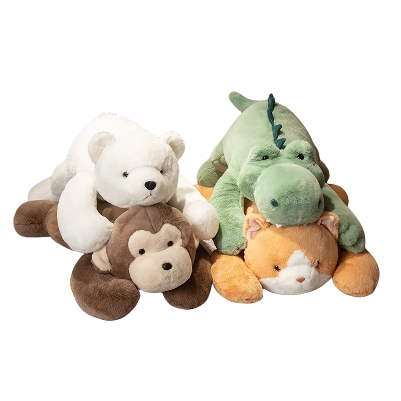 

Plush Lazy Lying Animals Doll Cat Dinosaur Polar Bear Monkey Sleeping Hug Creative Comfort Gift Toys Stuffed Pillow Cushion