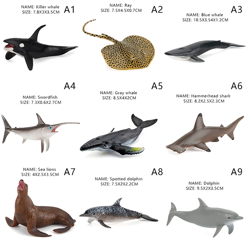 

Имитация морской жизни экшн-фигурки, модель животного океана, Обучающие игрушки, топпер для торта, коллекционный подарок, Акула, дельфин, молотковая голова