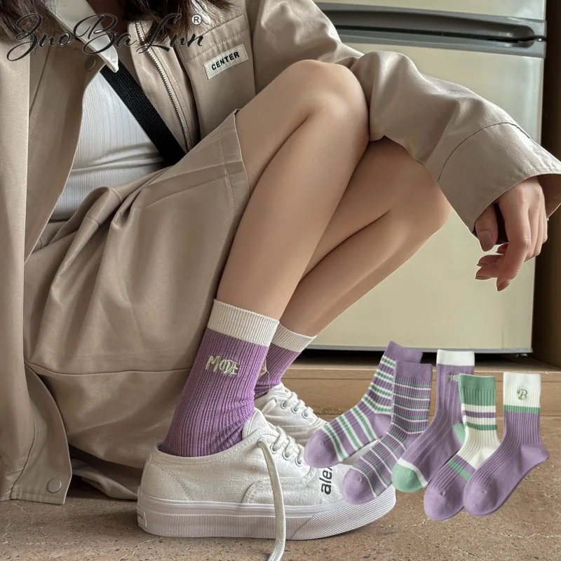 5Pair/Cotton Women Socks fashion Striped Purple Cotton Socks Sweet High Quality Middle Tube Sock Casual Sports Cute Breathable
5Pair/Cotton Women Socks fashion Striped Purple Cotton Socks Sweet High Quality Middle Tube Sock Casual Sports Cute Breathable